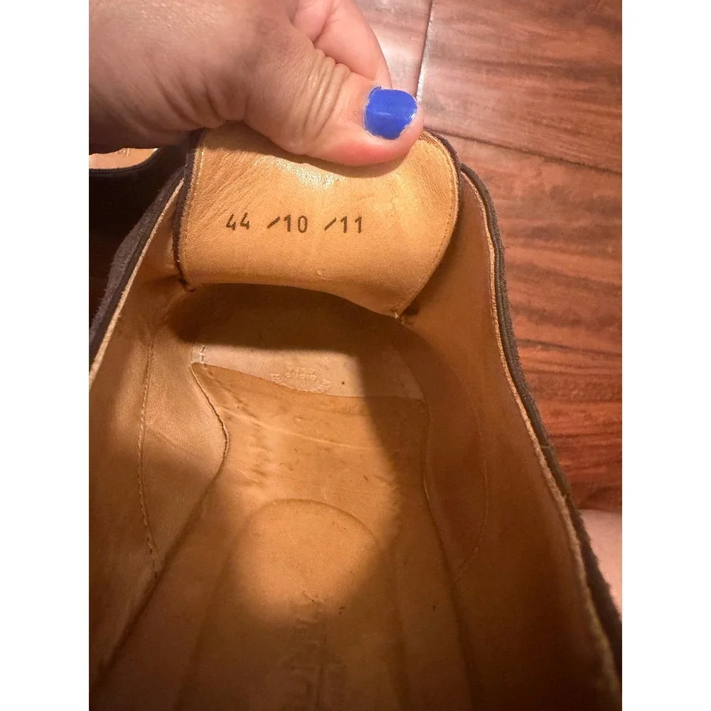 Suitsupply Mens Dark Brown Suede Double Monk Strap Shoes Made in Italy Size 44
